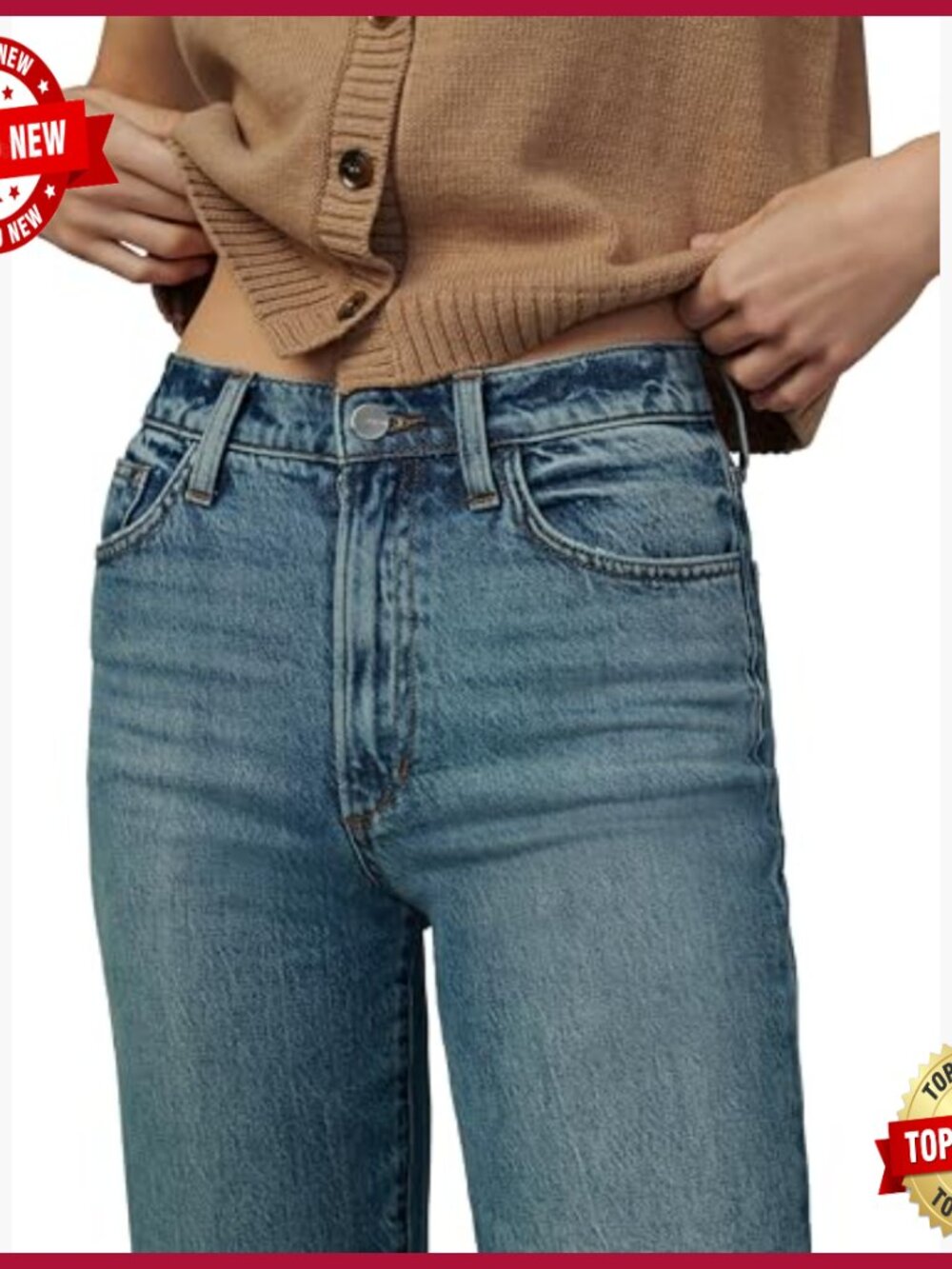 High Rise Straight Leg Jeans, 32" Inseam, Lightweight Denim - Picture 3 of 7